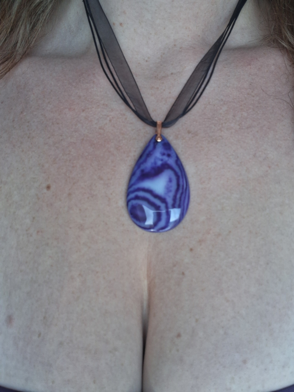 Purple & Black Banded Agate Pendant Necklace